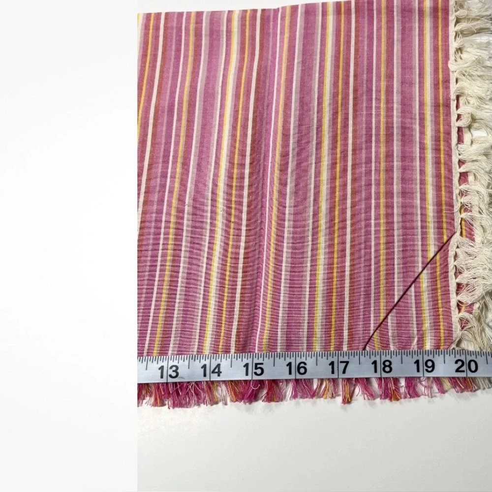 Pier 1 Napkins  Set/8  Cotton Striped Fringed Napkins 20”X19” Pink White NWOT
